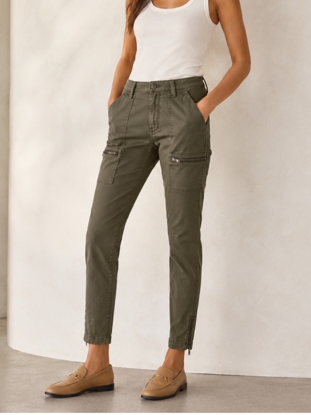Joie High Rise Park Skinny Ankle Pants Zip Ankles